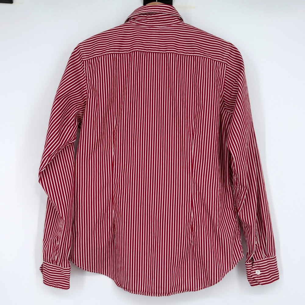 Ralph Lauren Sport Women's Red Striped Button Down Shirt Sz 14 Cotton - Picture 5 of 7